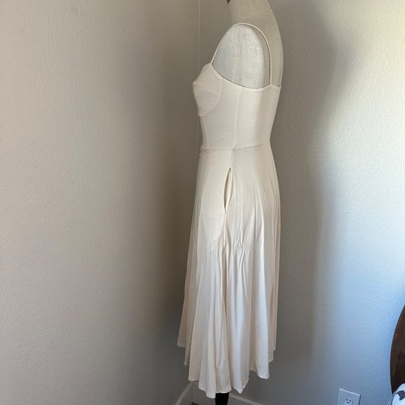 Reformation A Line Dress Sweetheart Midi Pullover Spaghetti Straps Ivory Color S - Picture 4 of 10